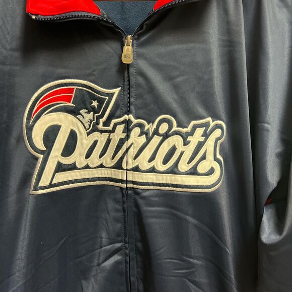 NFL Team NEW ENGLAND PATRIOTS Zippered Embroidered Warm-Up Jacket BLUE Sz 3XL - Picture 2 of 6